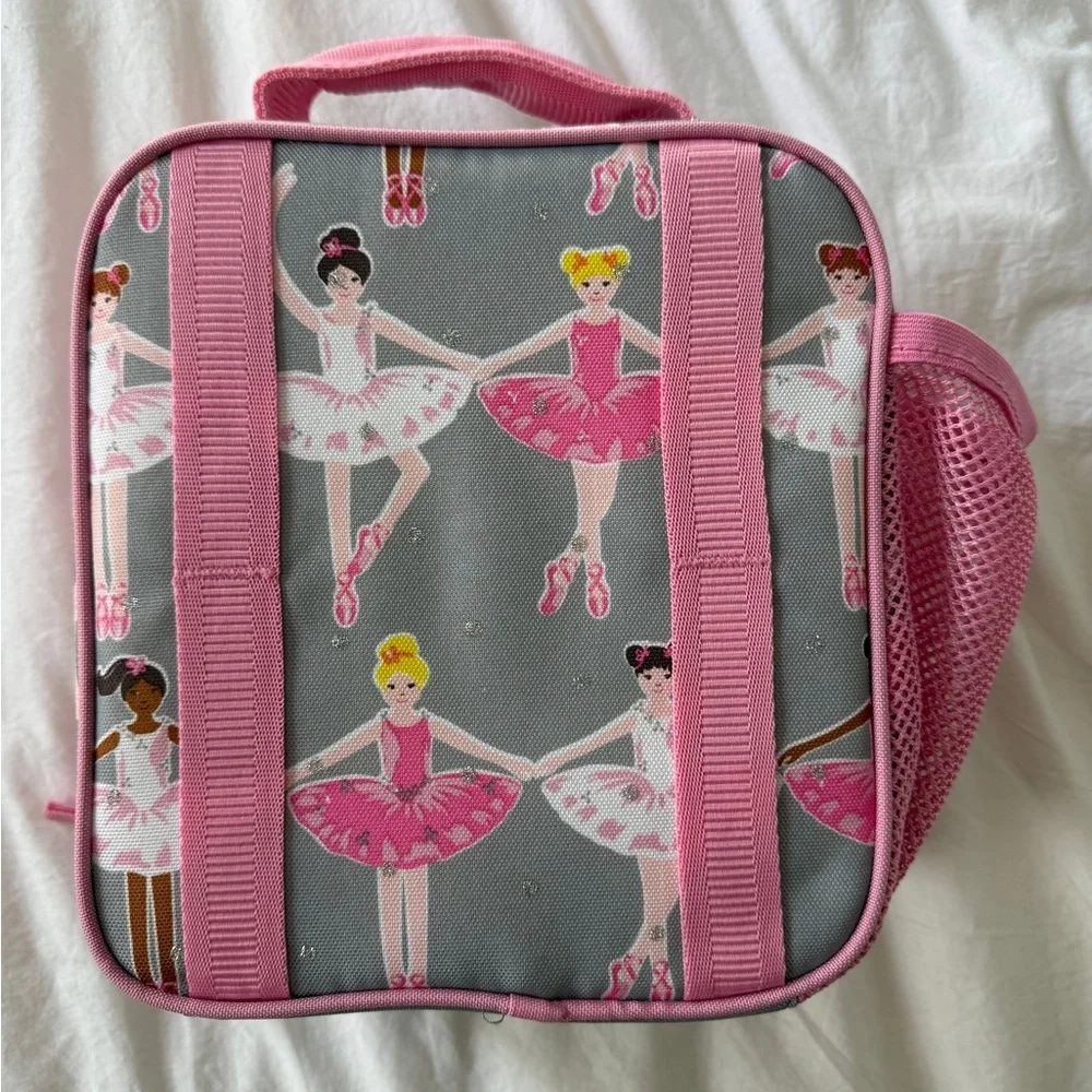 Pottery Barn Kids MacKenzie Pink Grey Ballerinas Balket Lunch Box - Picture 2 of 3